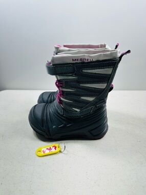 Merrell Gray and Pink Kids Waterproof Snow Boots